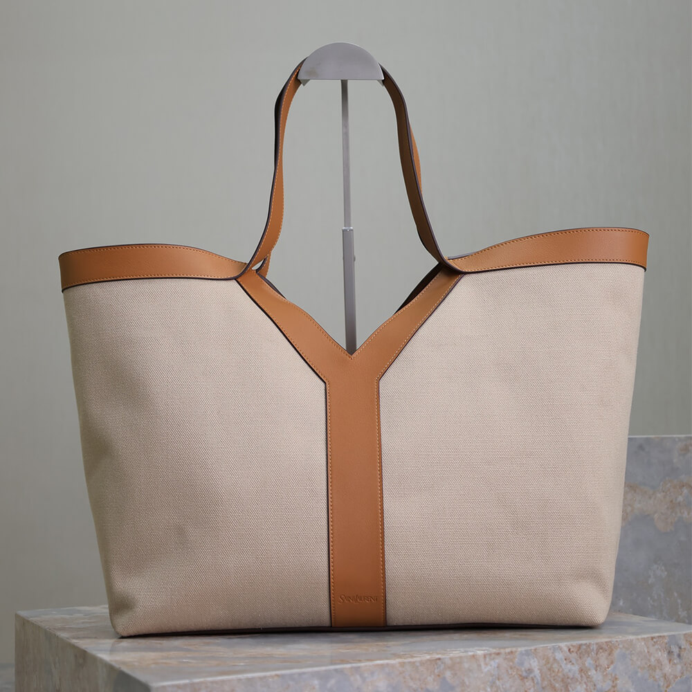 YSL Y TOTE IN CANVAS AND LEATHER(HIGH-END GRADE)