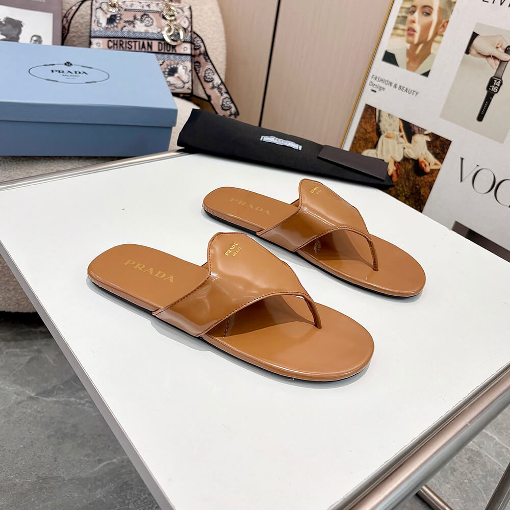 Prada Brushed leather thong sandals