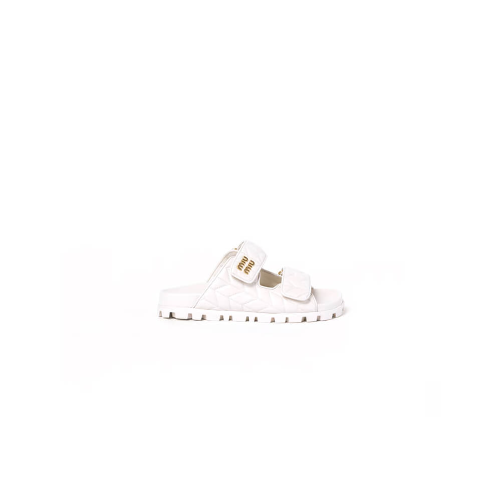 MiuMiu Matelass?? nappa leather slides